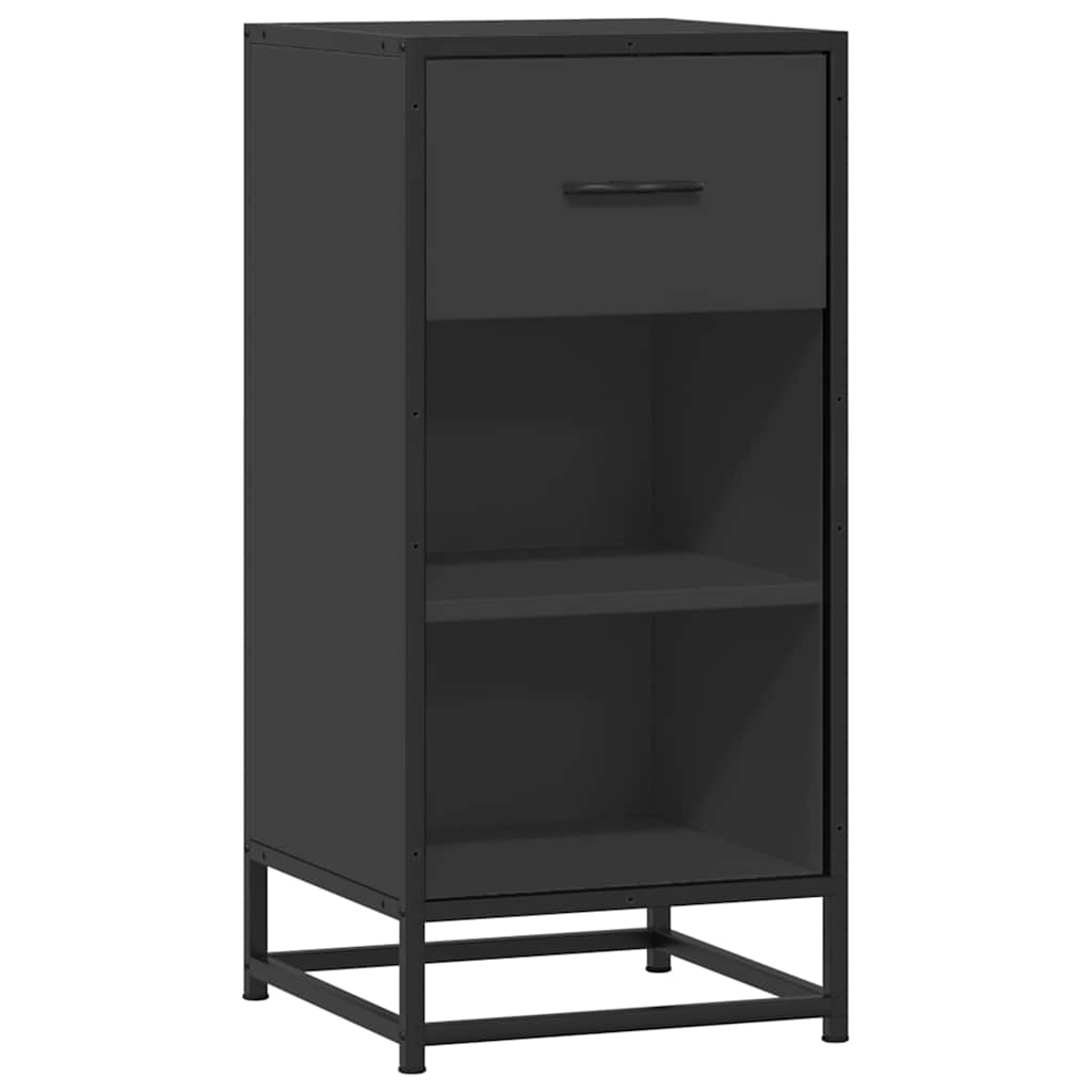 skuffeskab 35,5x35x76 cm konstrueret træ og metal sort