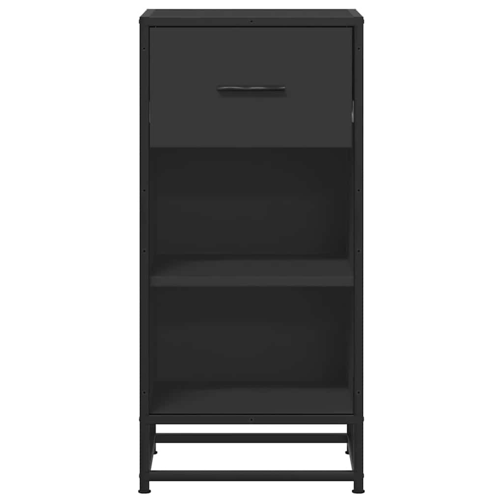 skuffeskab 35,5x35x76 cm konstrueret træ og metal sort