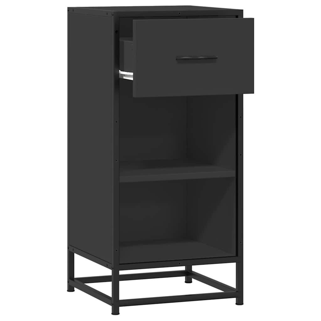 skuffeskab 35,5x35x76 cm konstrueret træ og metal sort