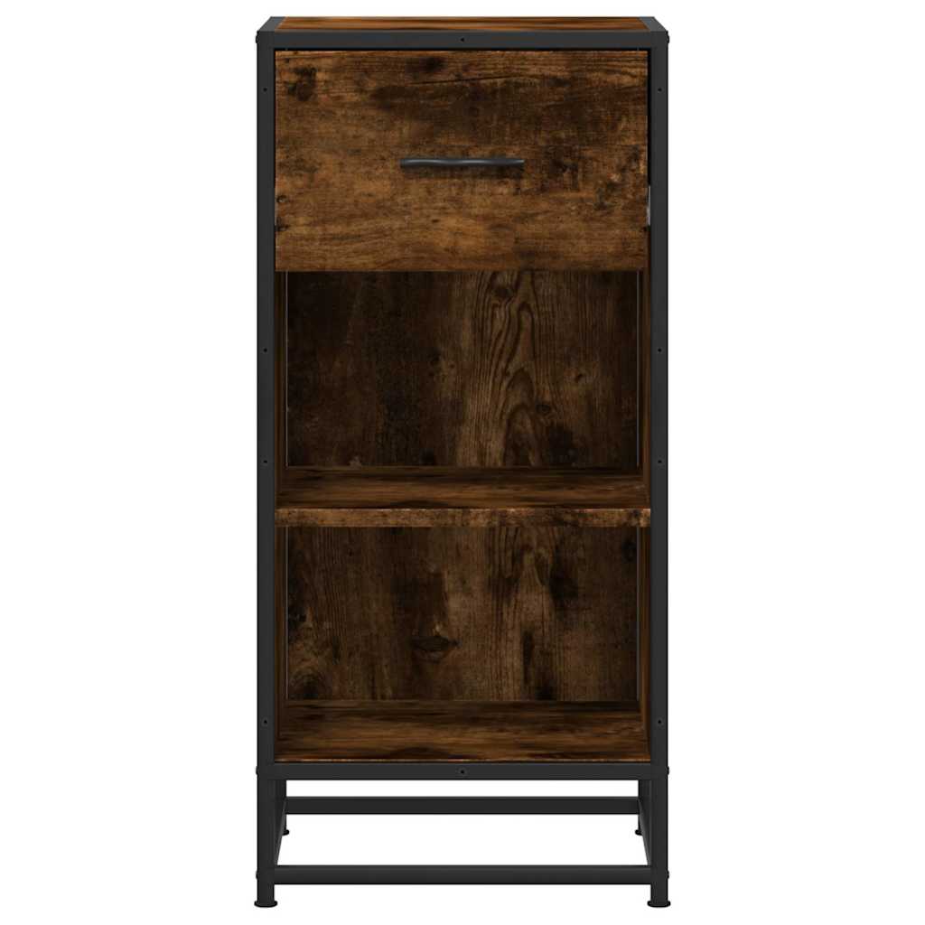 skab 35,5x35x76 cm konstrueret træ og metal røget egetræsfarve