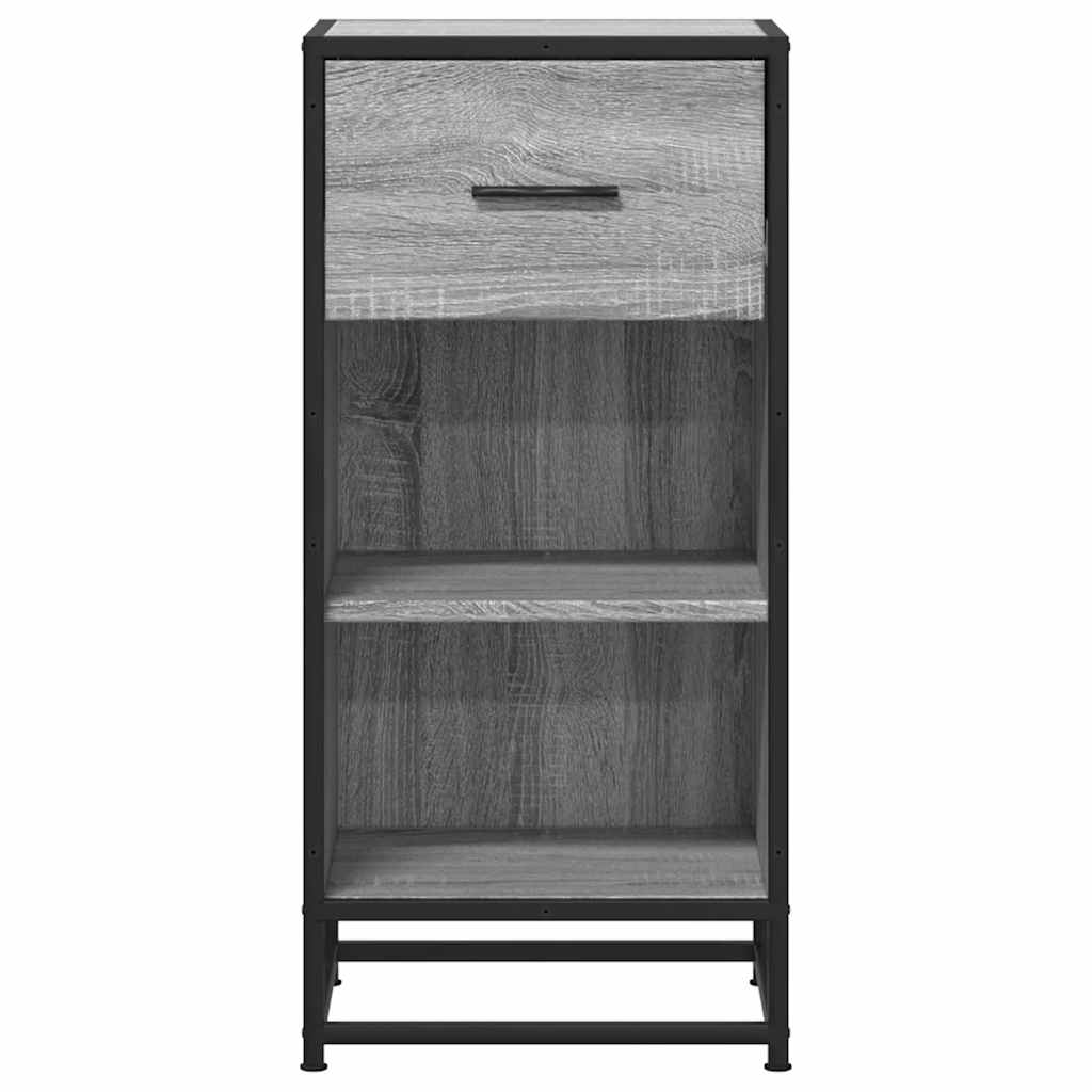 skab 35,5x35x76 cm konstrueret træ og metal grå sonoma-eg