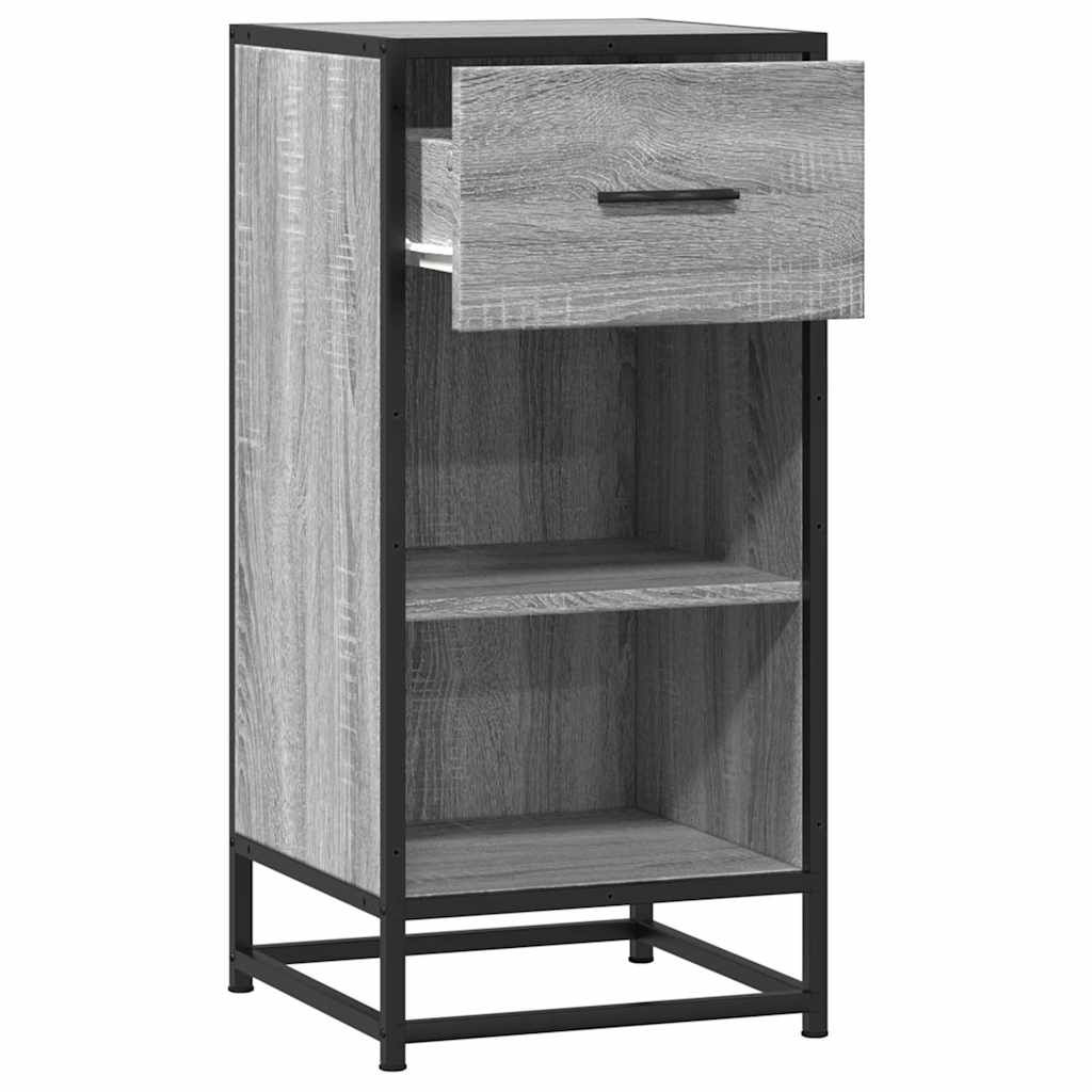 skab 35,5x35x76 cm konstrueret træ og metal grå sonoma-eg