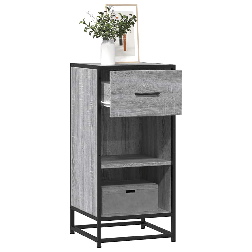 skab 35,5x35x76 cm konstrueret træ og metal grå sonoma-eg