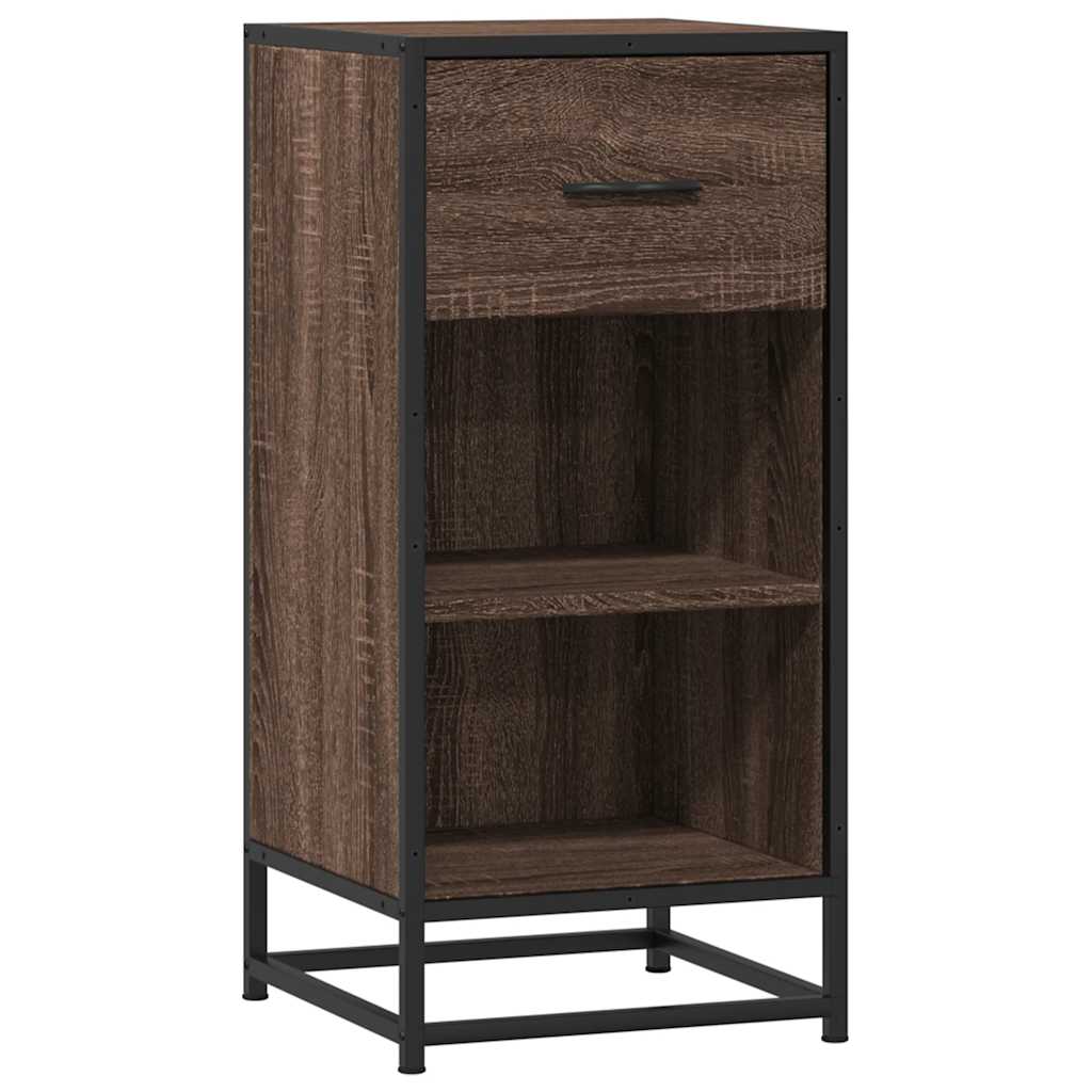 skab 35,5x35x76 cm konstrueret træ og metal brun egetræsfarve
