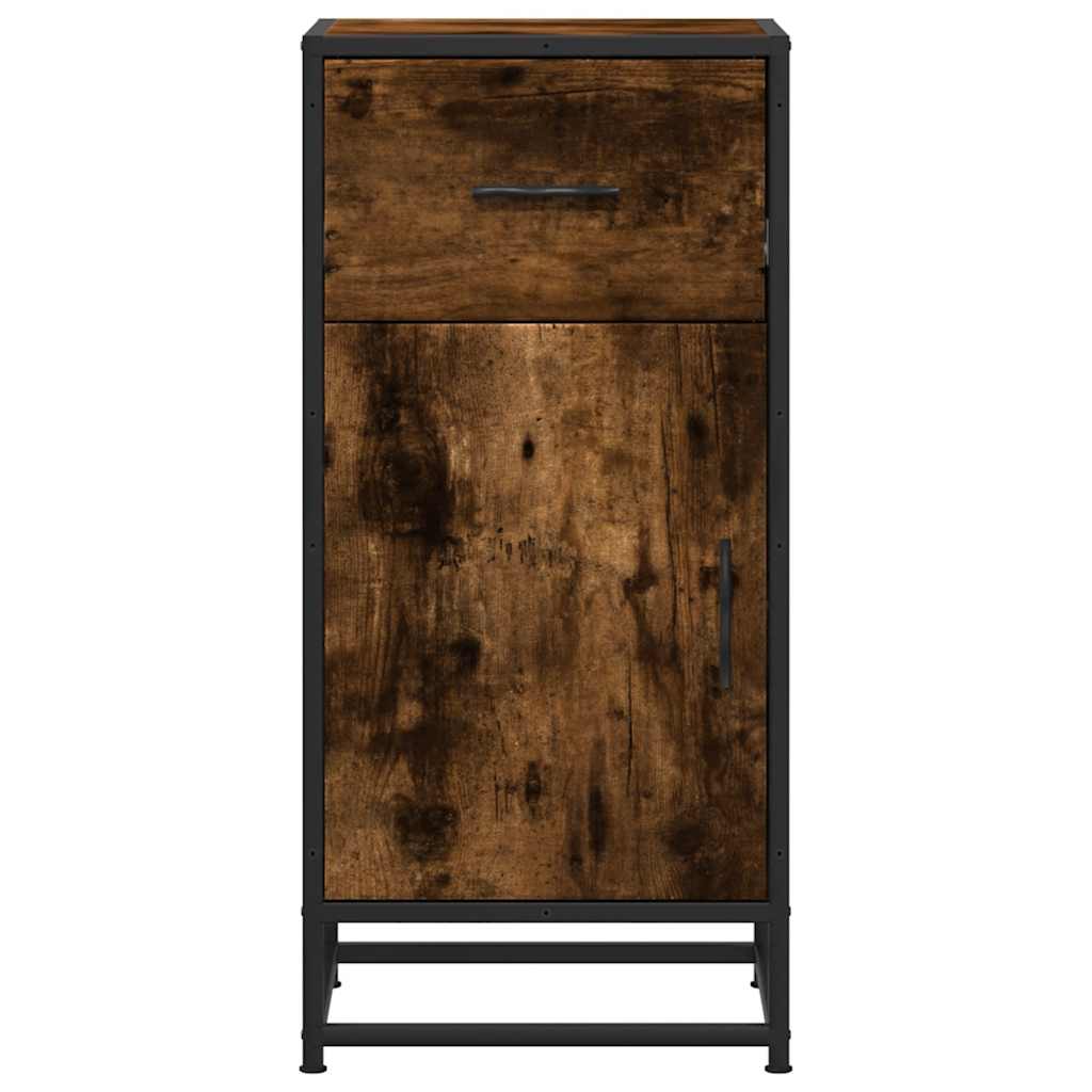 skab 35,5x35x76 cm konstrueret træ og metal røget egetræsfarve
