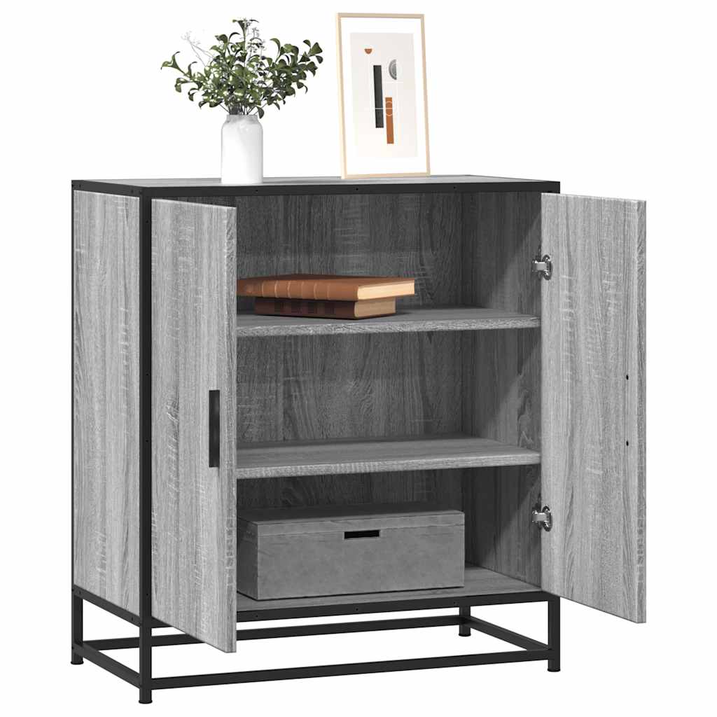 skab 68x35x76 cm konstrueret træ og metal grå sonoma-eg