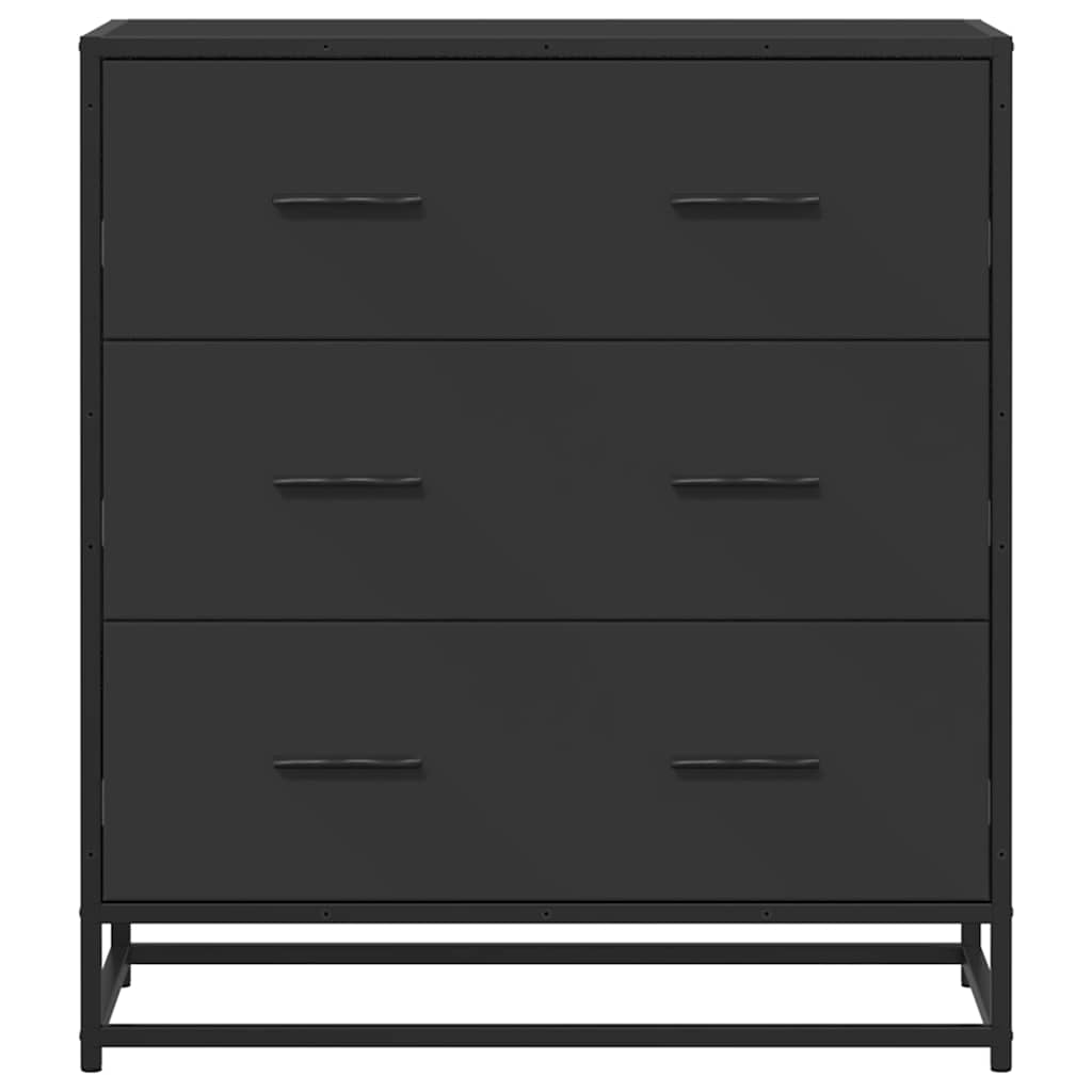 skuffeskab 68x35x76 cm konstrueret træ og metal sort
