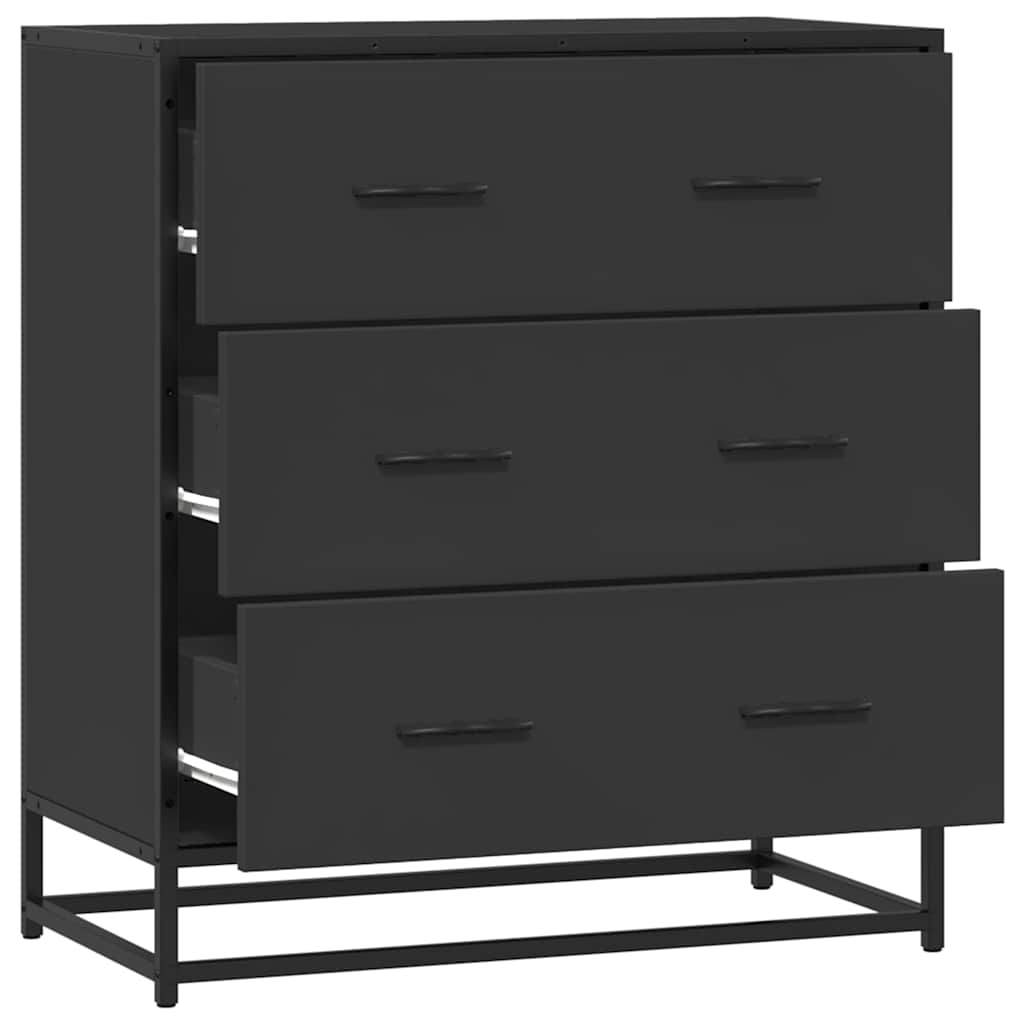 skuffeskab 68x35x76 cm konstrueret træ og metal sort