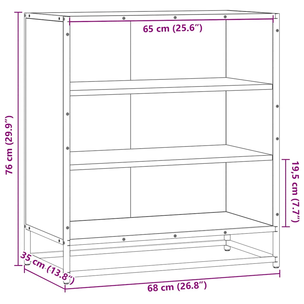 skab 68x35x76 cm konstrueret træ og metal sonoma-eg