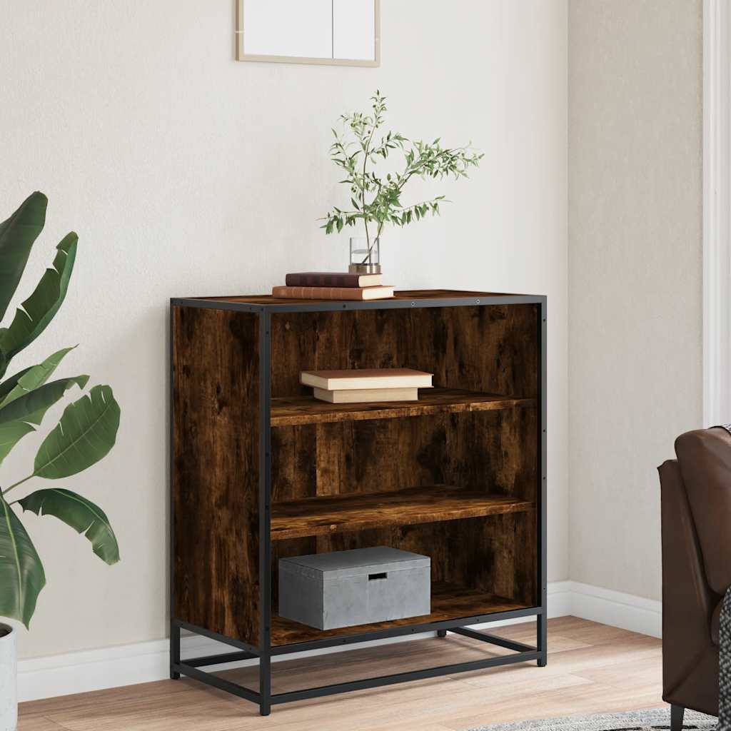 skab 68x35x76 cm konstrueret træ og metal røget egetræsfarve