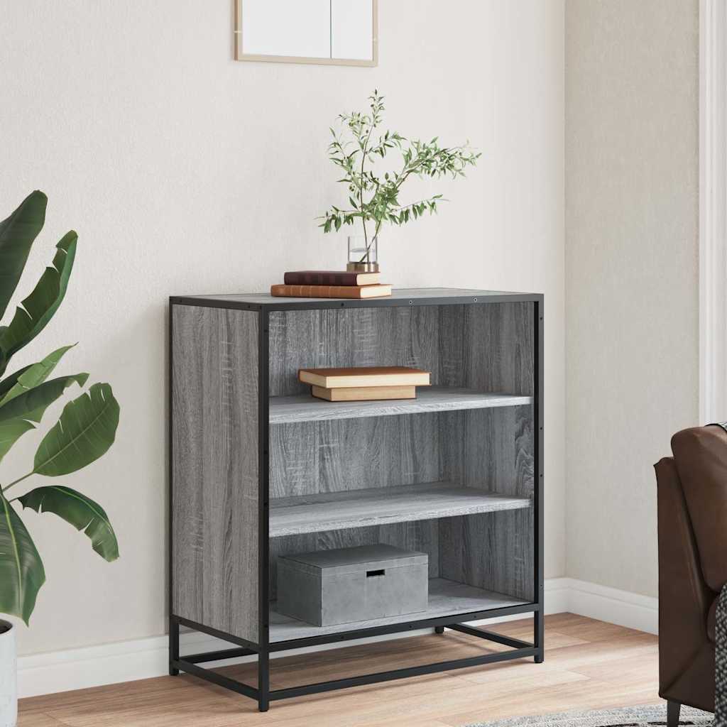 skab 68x35x76 cm konstrueret træ og metal grå sonoma-eg