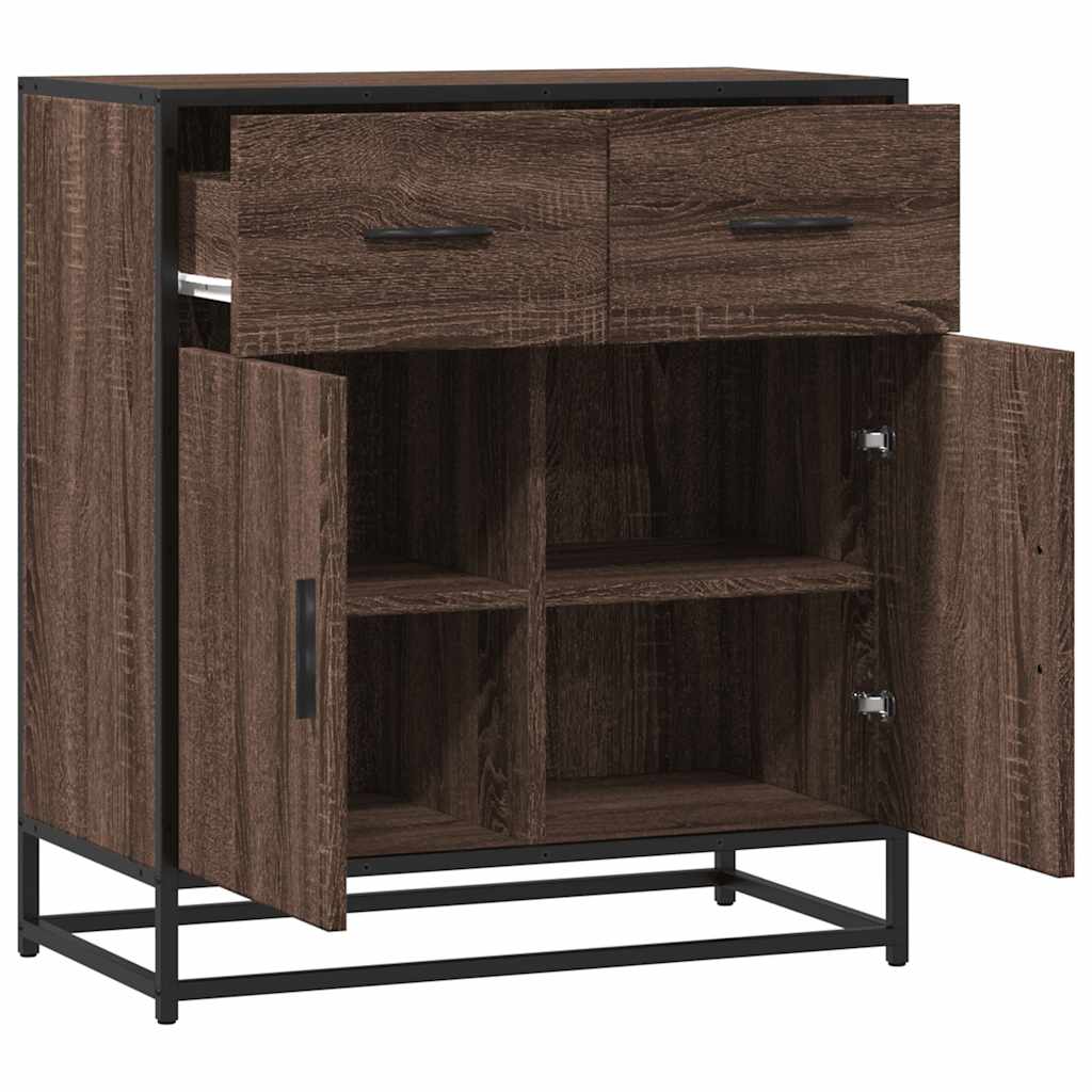 skuffeskab 68x35x76 cm konstrueret træ brun egetræsfarve
