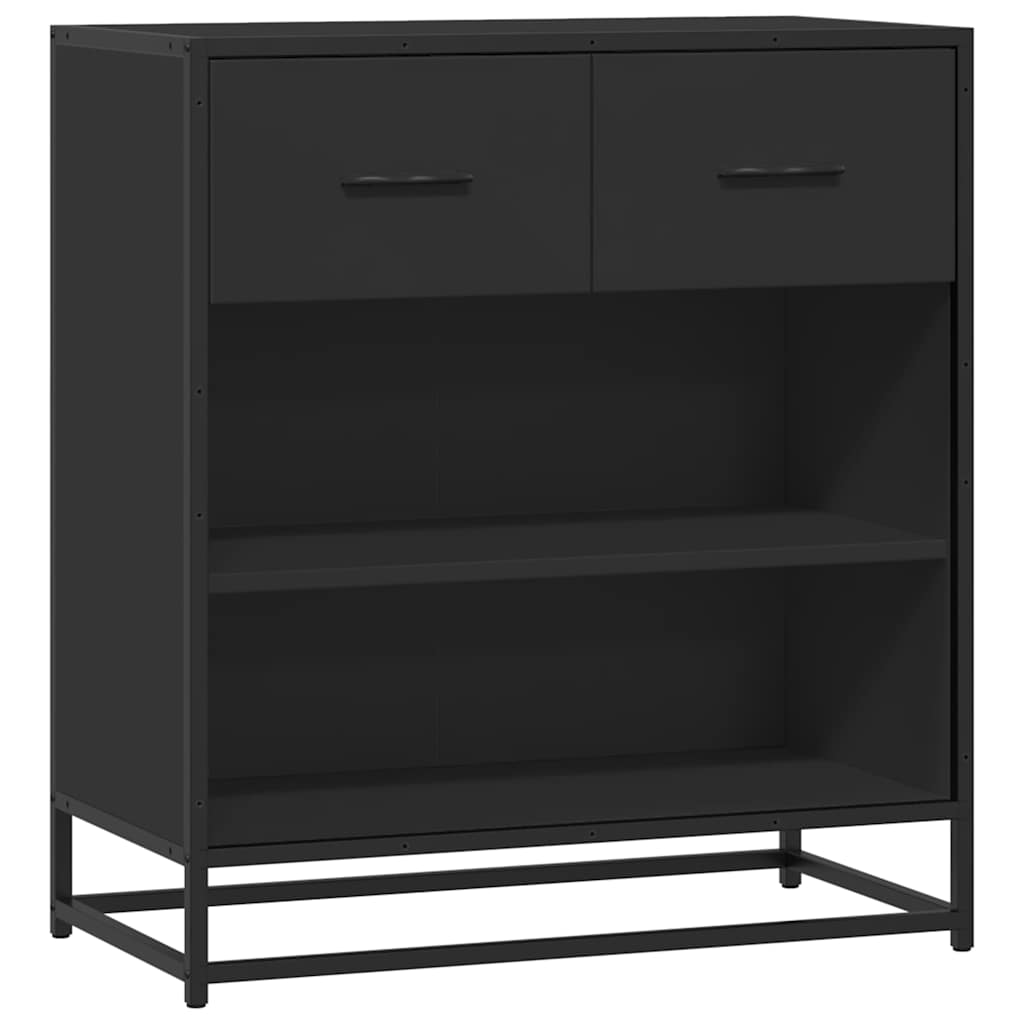 skuffeskab 68x35x76 cm konstrueret træ sort