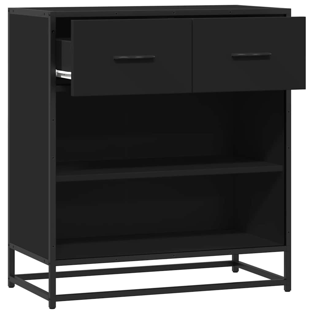 skuffeskab 68x35x76 cm konstrueret træ sort