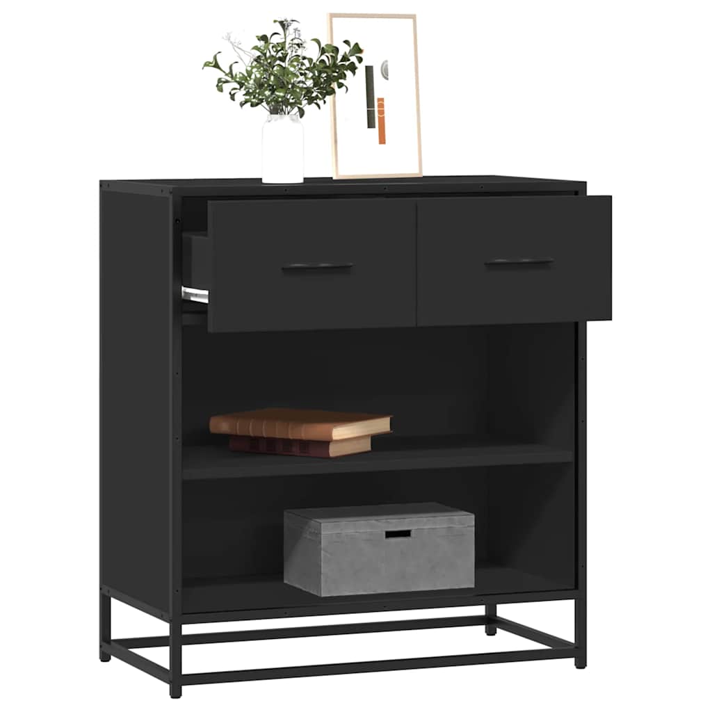 skuffeskab 68x35x76 cm konstrueret træ sort
