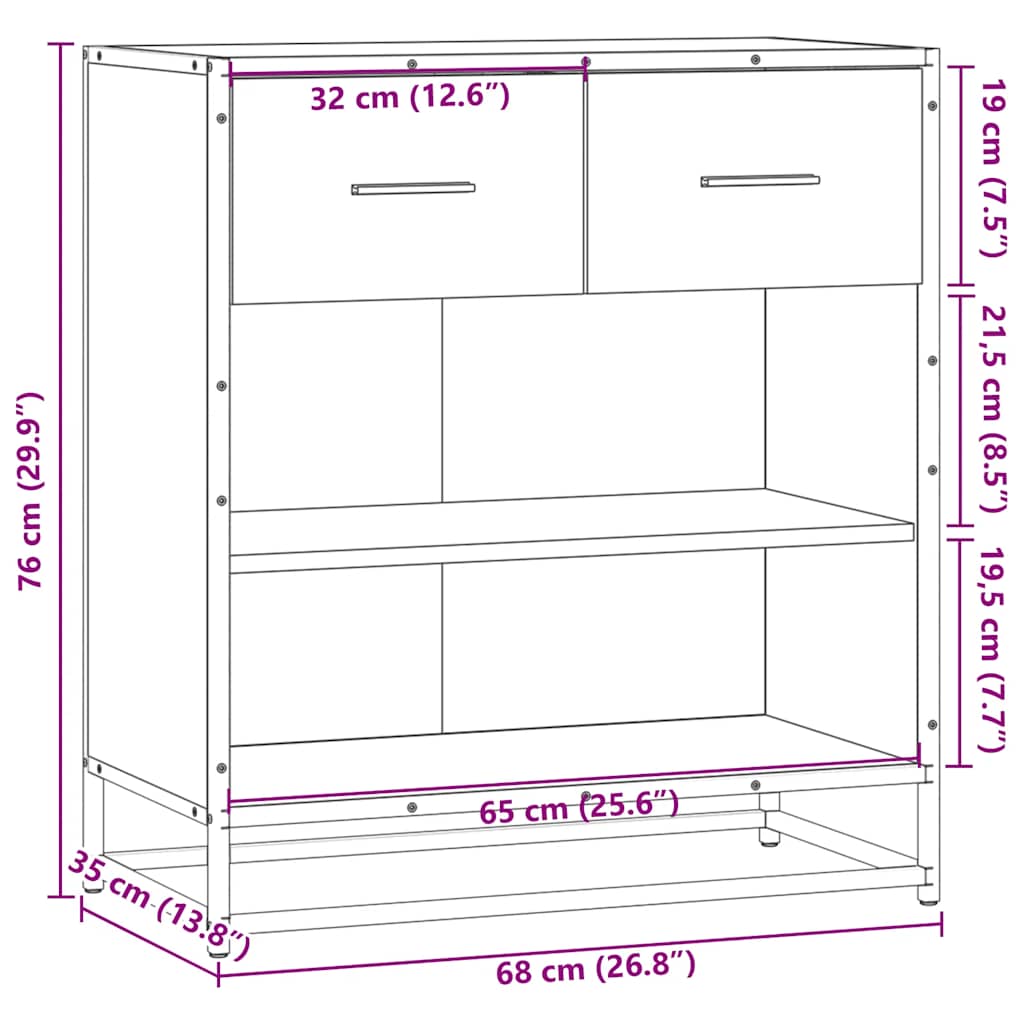 skab 68x35x76 cm konstrueret træ grå sonoma-eg