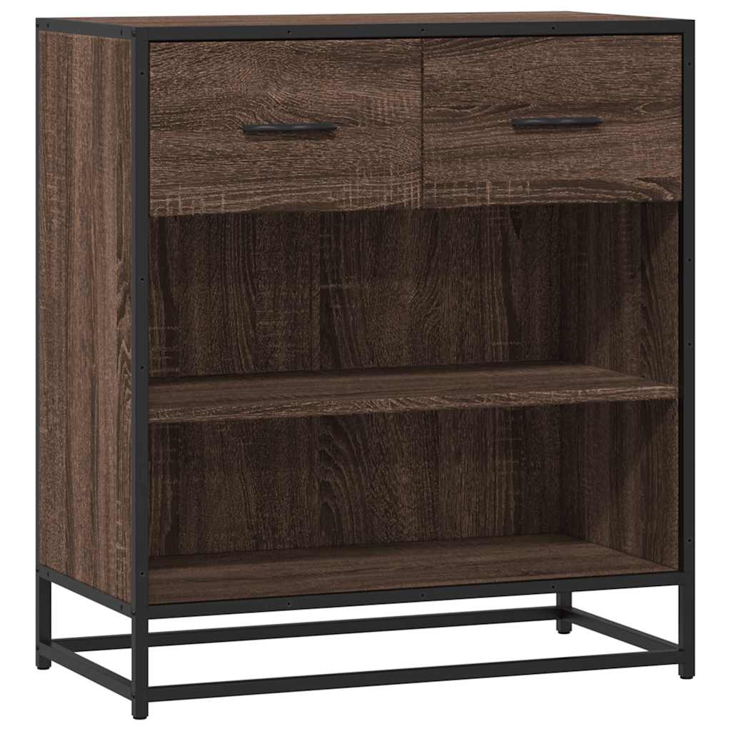 skuffeskab 68x35x76 cm konstrueret træ brun egetræsfarve