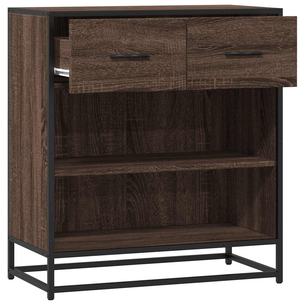 skuffeskab 68x35x76 cm konstrueret træ brun egetræsfarve