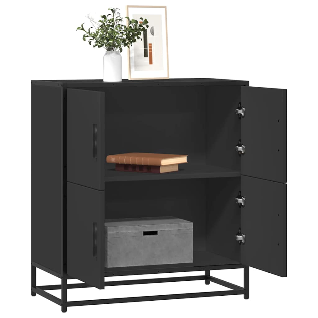 skuffeskab 68x35x76 cm konstrueret træ sort