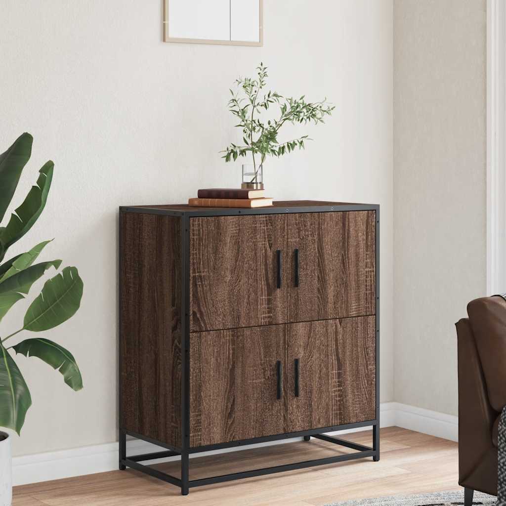 skuffeskab 68x35x76 cm konstrueret træ brun egetræsfarve