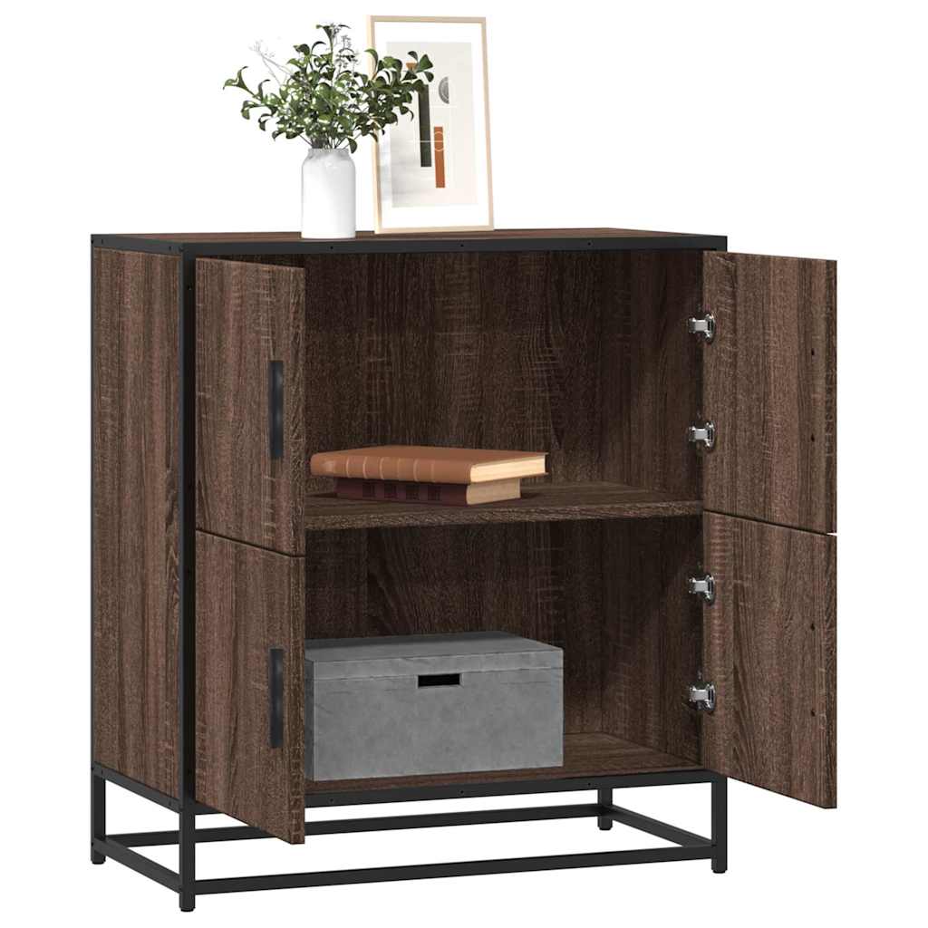 skuffeskab 68x35x76 cm konstrueret træ brun egetræsfarve