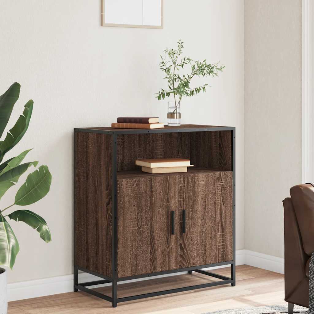 skuffeskab 68x35x76 cm konstrueret træ brun egetræsfarve