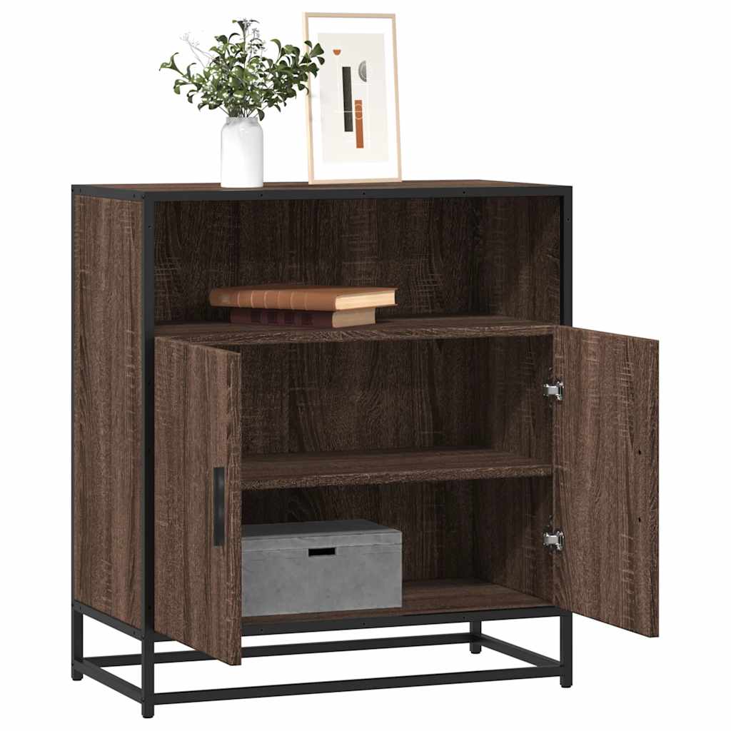 skuffeskab 68x35x76 cm konstrueret træ brun egetræsfarve