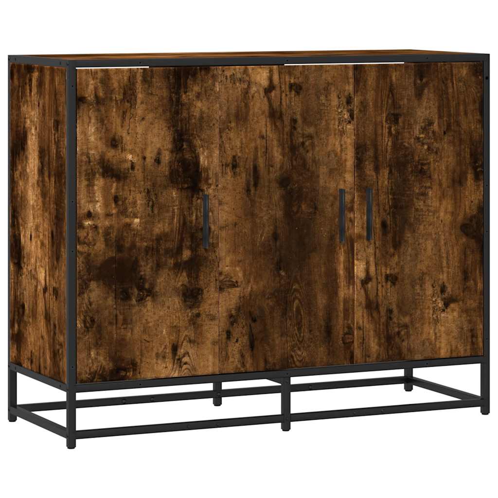 skænk 94x35x76 cm konstrueret træ røget egetræsfarve
