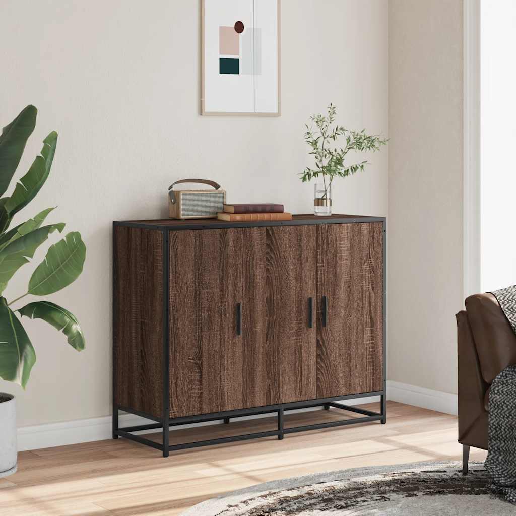 skab 94x35x76 cm konstrueret træ brun egetræsfarve