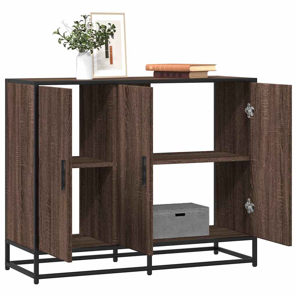 skab 94x35x76 cm konstrueret træ brun egetræsfarve
