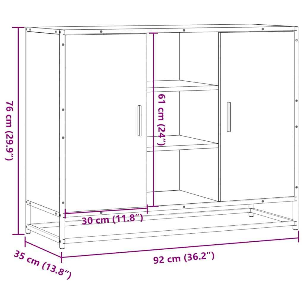 skænk 92x35x76 cm konstrueret træ sort