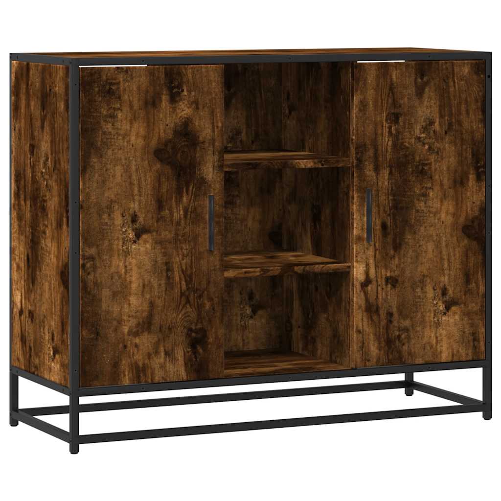skænk 92x35x76 cm konstrueret træ røget egetræsfarve