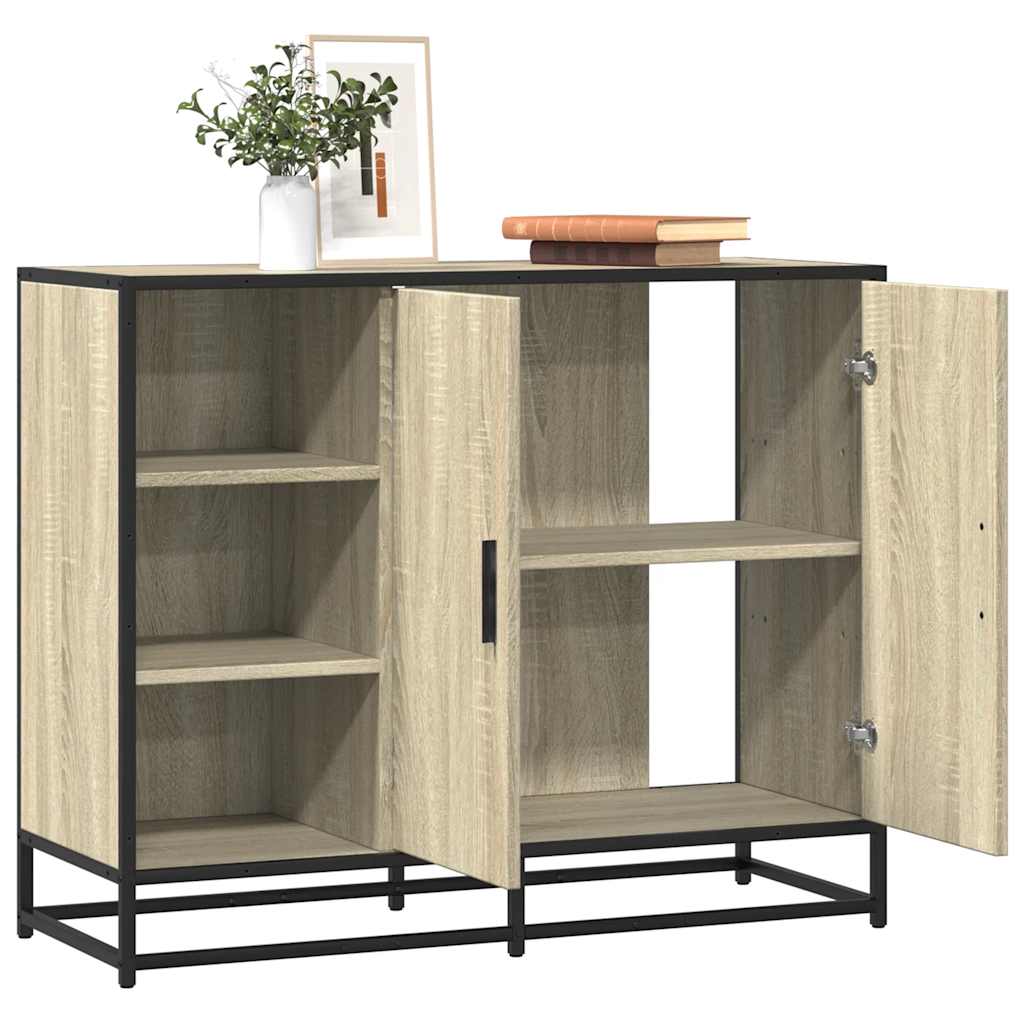 skab 92x35x76 cm konstrueret træ røget egetræsfarve