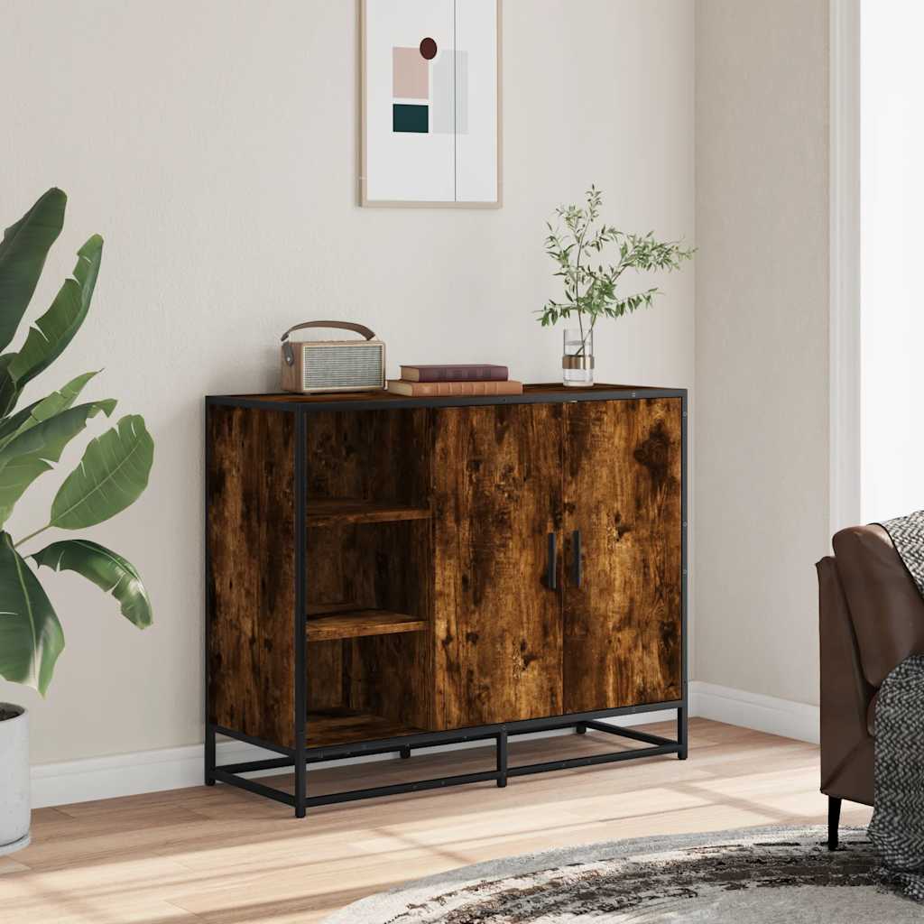 skænk 92x35x76 cm konstrueret træ røget egetræsfarve