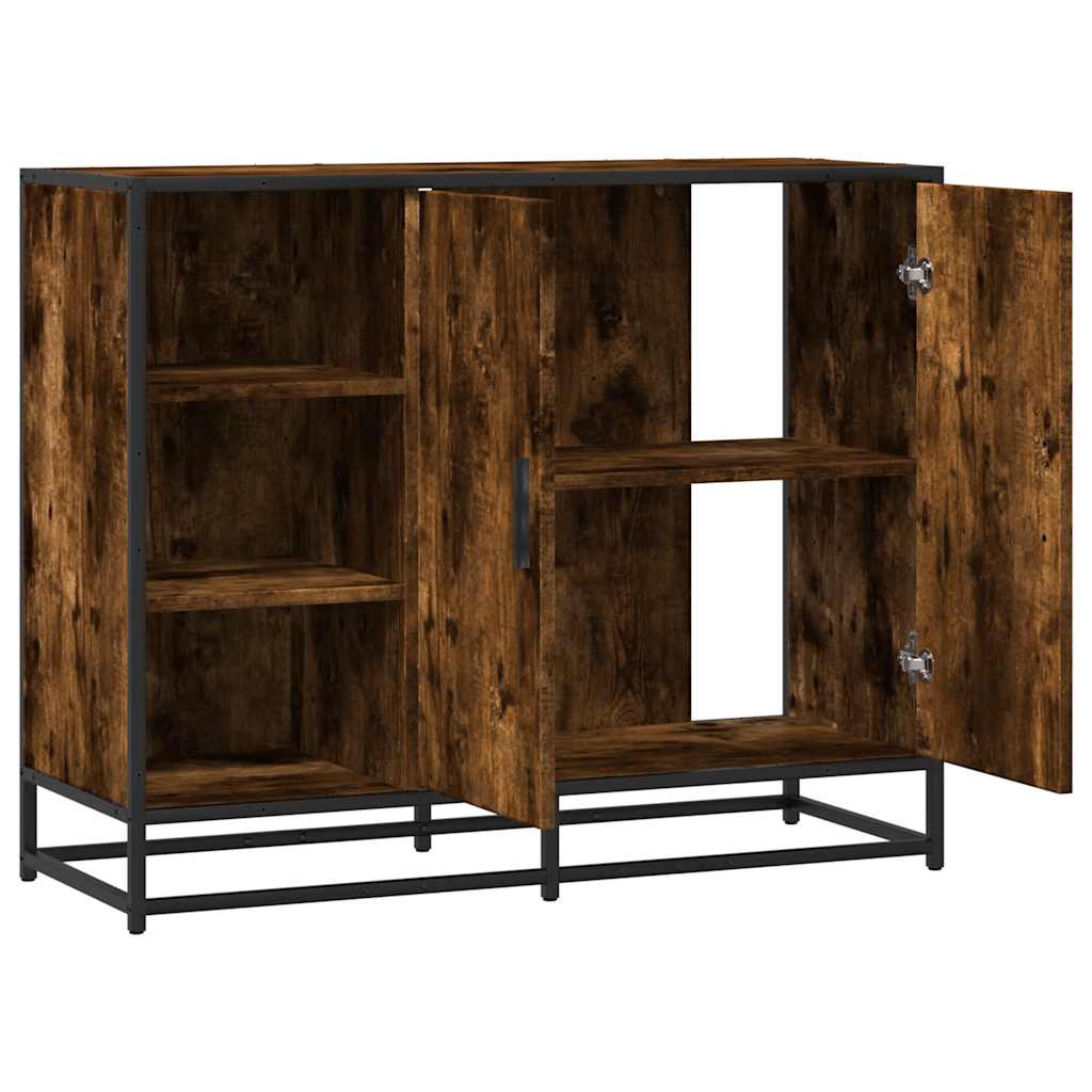skænk 92x35x76 cm konstrueret træ røget egetræsfarve