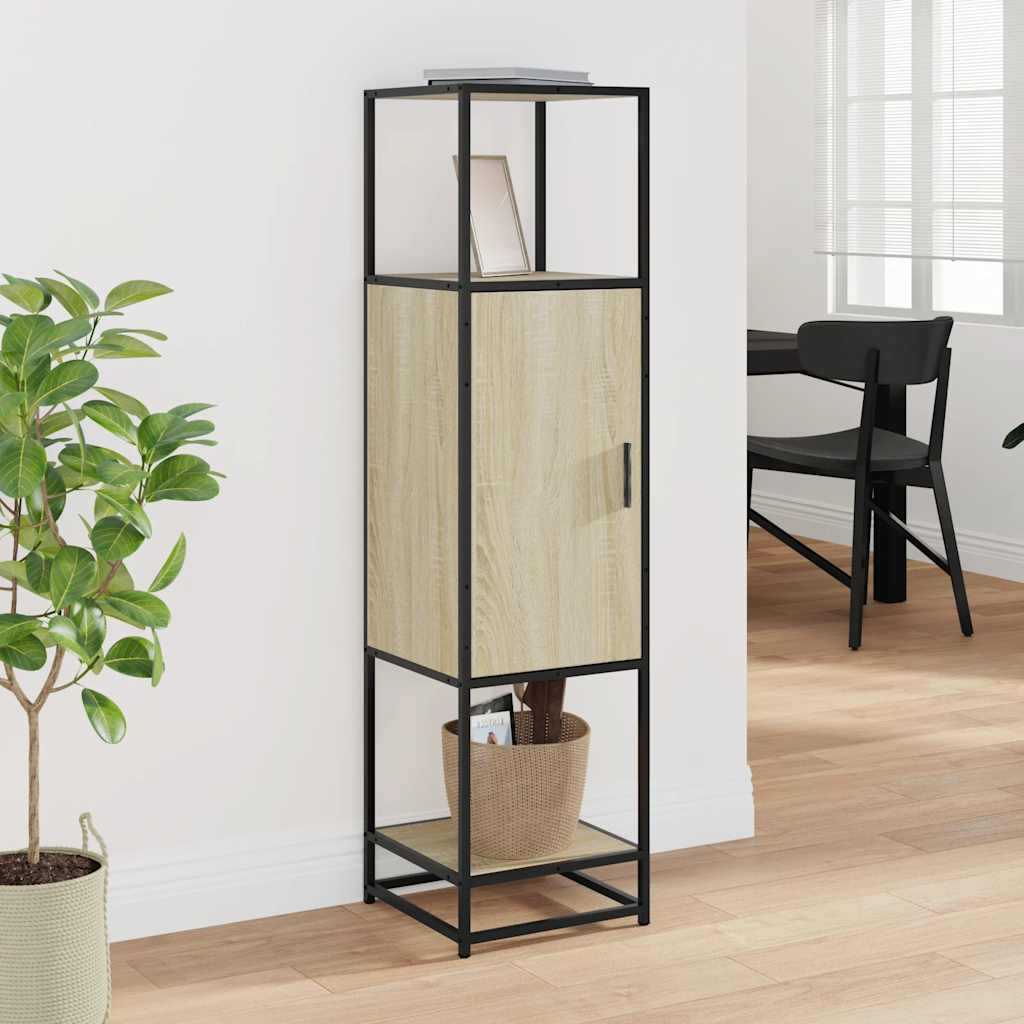 skab sonoma-eg 35,5x35x139 cm konstrueret træ og metal