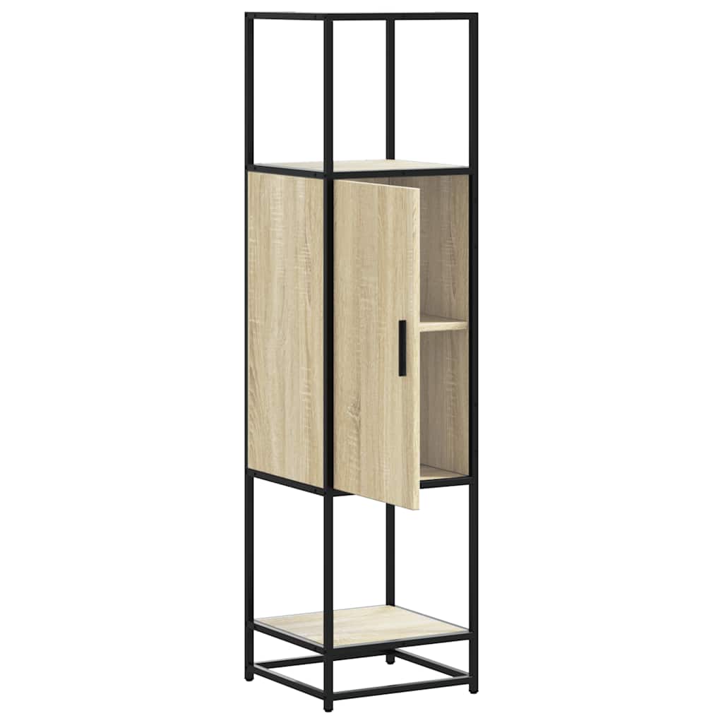skab sonoma-eg 35,5x35x139 cm konstrueret træ og metal