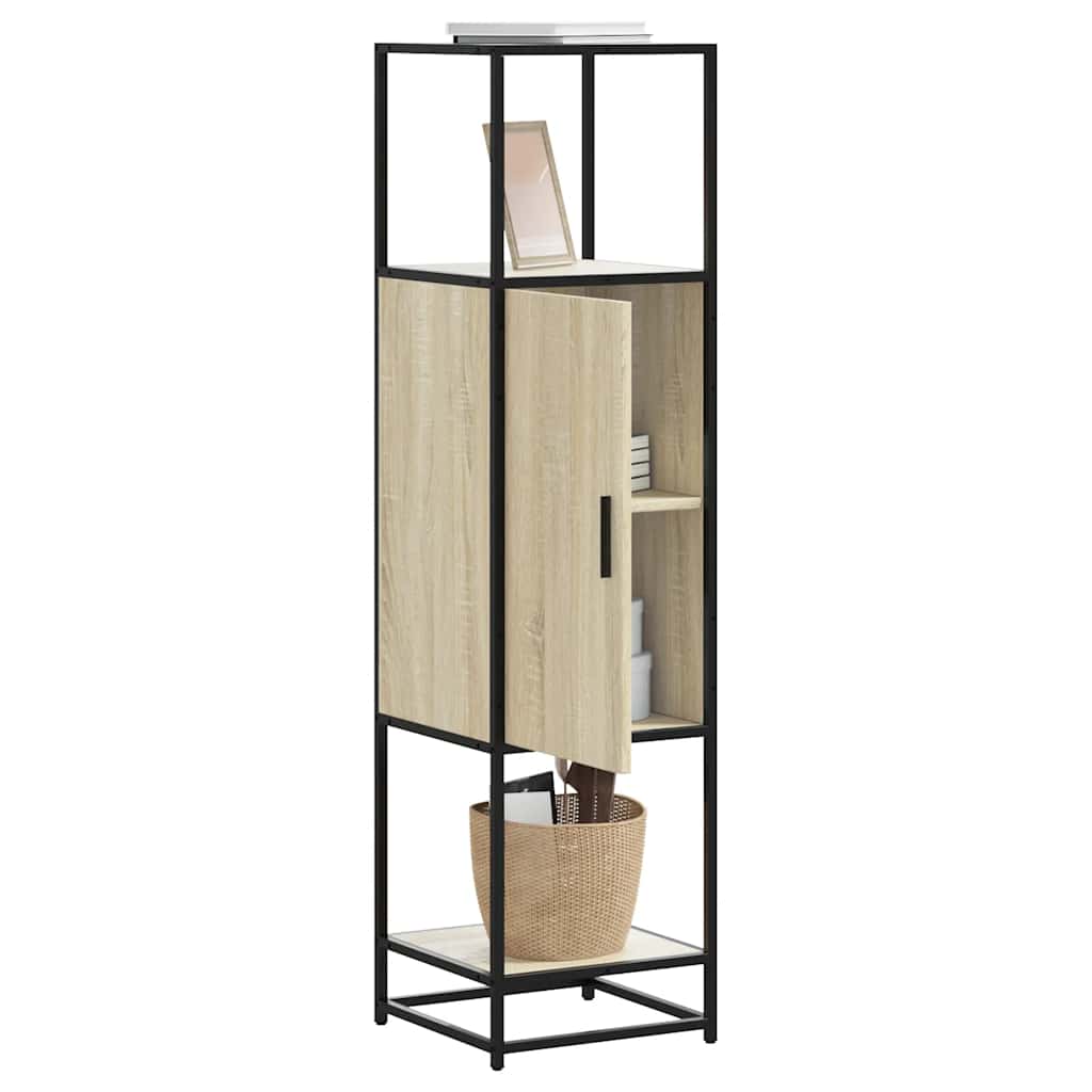 skab sonoma-eg 35,5x35x139 cm konstrueret træ og metal