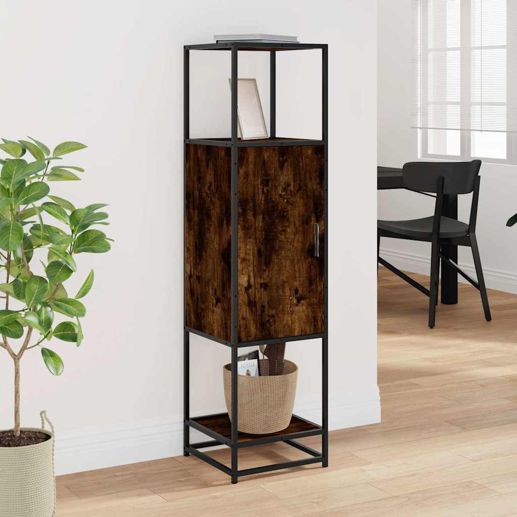 skab sonoma-eg 35,5x35x139 cm konstrueret træ og metal