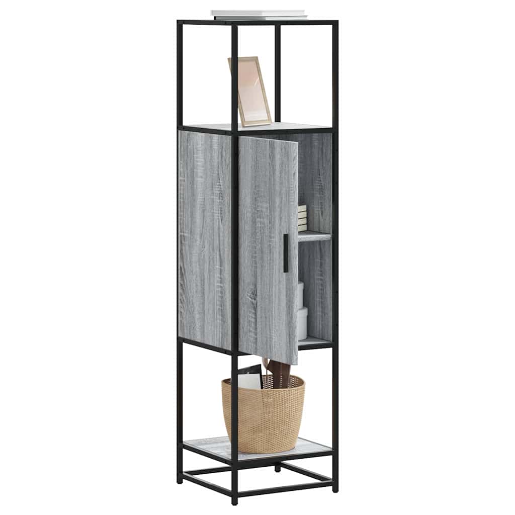 skab 35,5x35x139 cm konstrueret træ grå sonoma-eg og metal