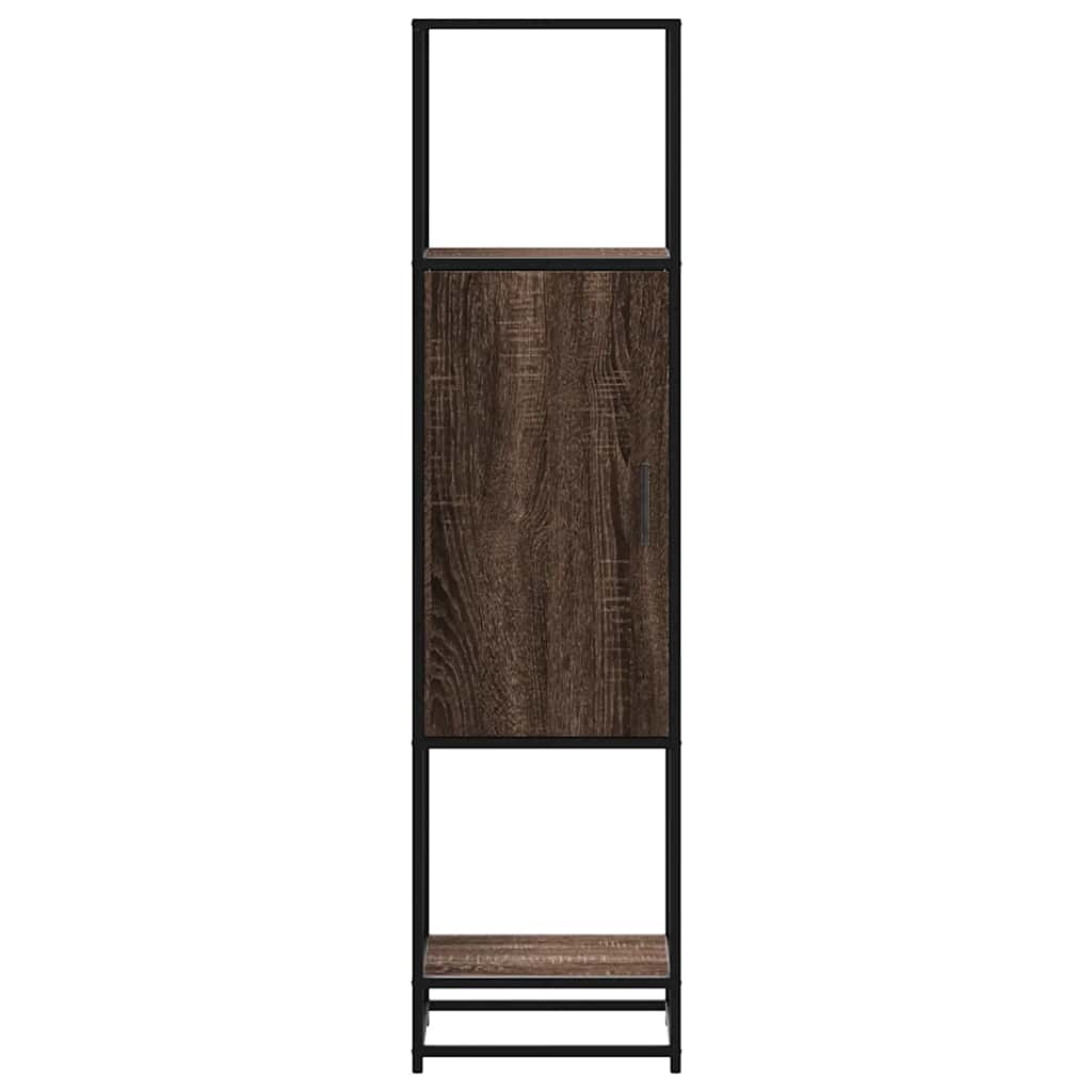 skab brun egetræ 35,5x35x139 cm konstrueret træ og metal