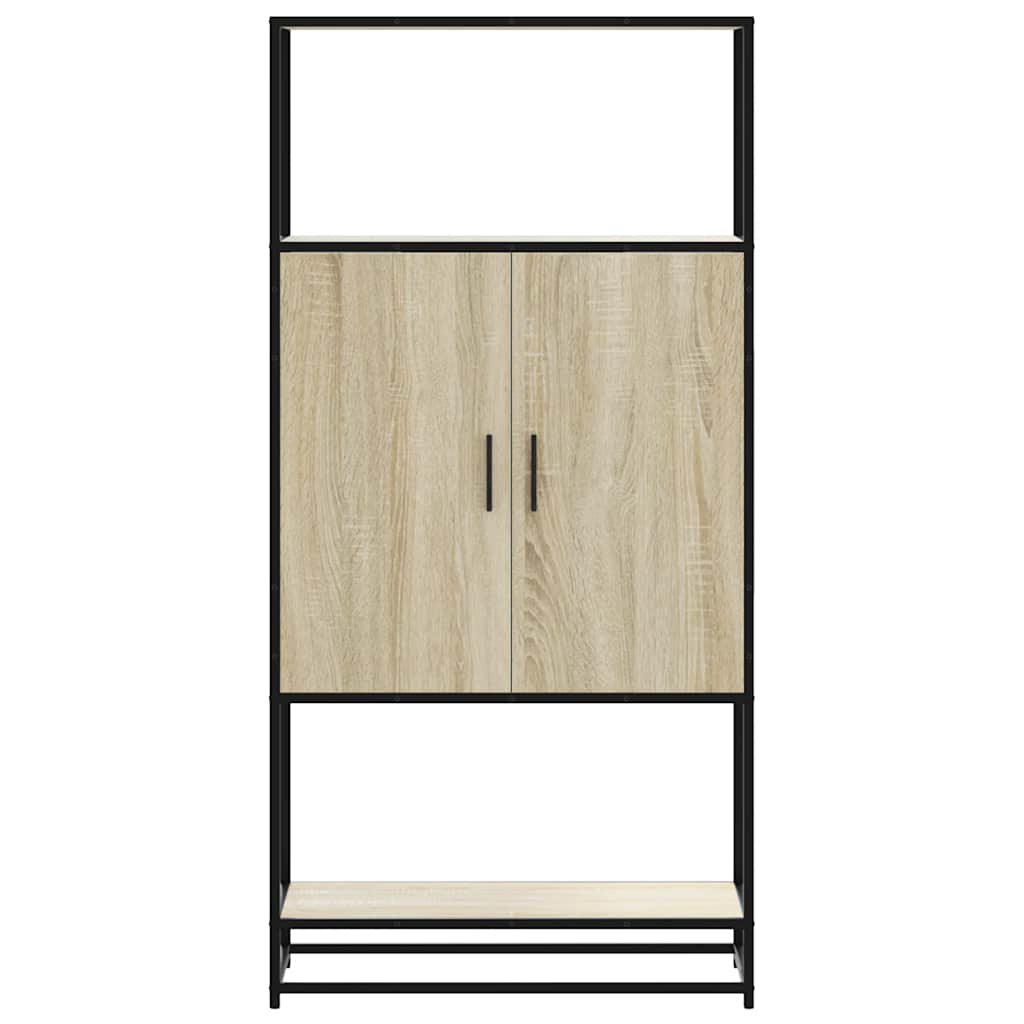 skab sonoma-eg 68x35x139 cm konstrueret træ og metal