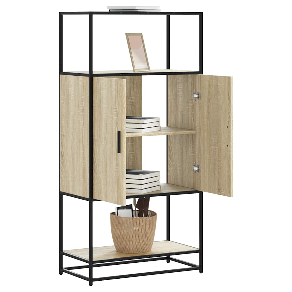 skab sonoma-eg 68x35x139 cm konstrueret træ og metal