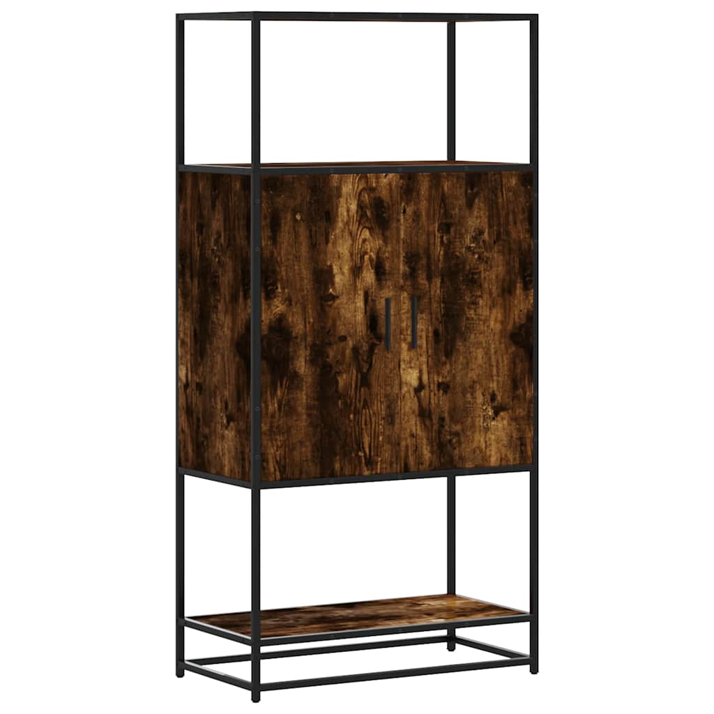 skab sonoma-eg 68x35x139 cm konstrueret træ og metal
