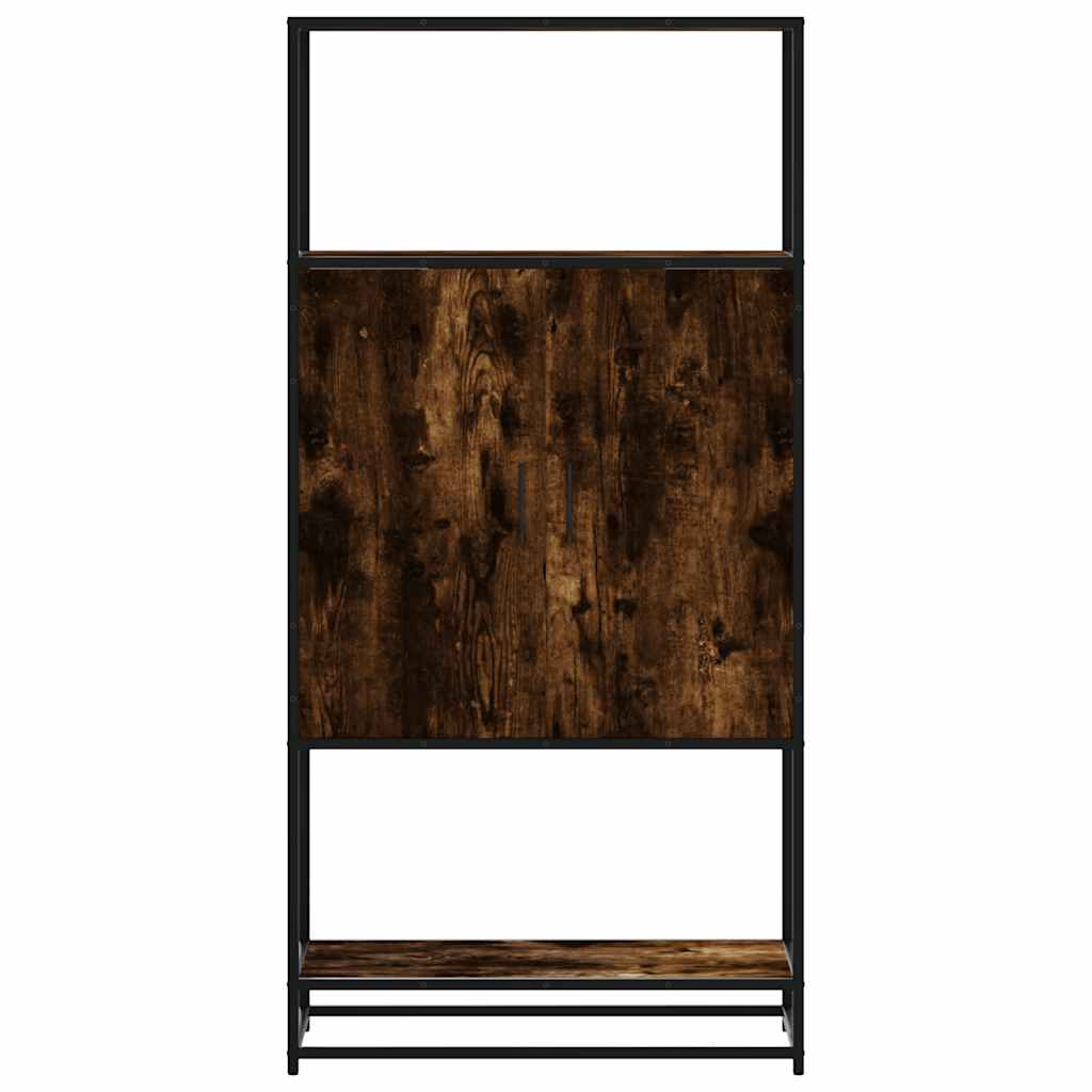 skab sonoma-eg 68x35x139 cm konstrueret træ og metal