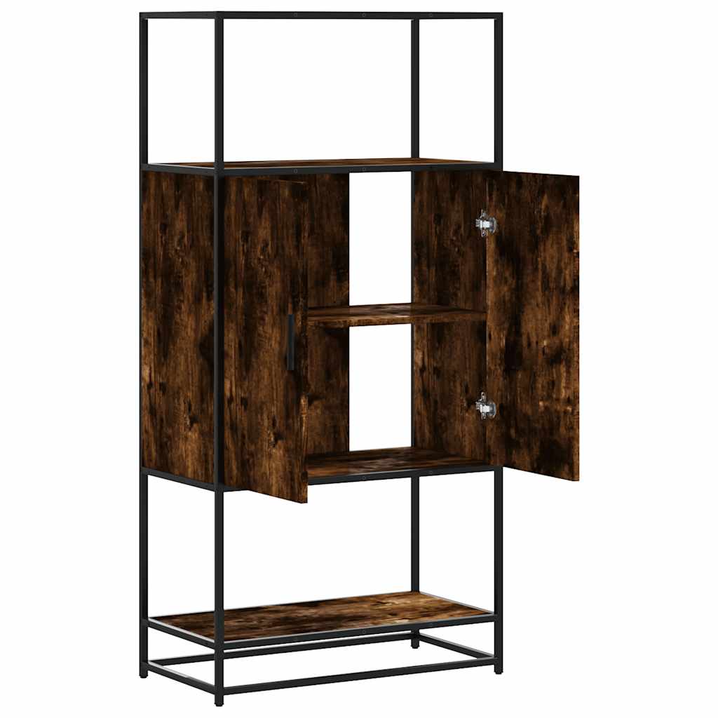 skab sonoma-eg 68x35x139 cm konstrueret træ og metal