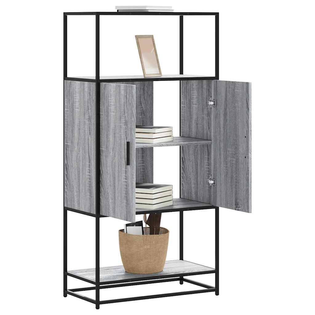 skab 68x35x139 cm konstrueret træ grå sonoma-eg og metal