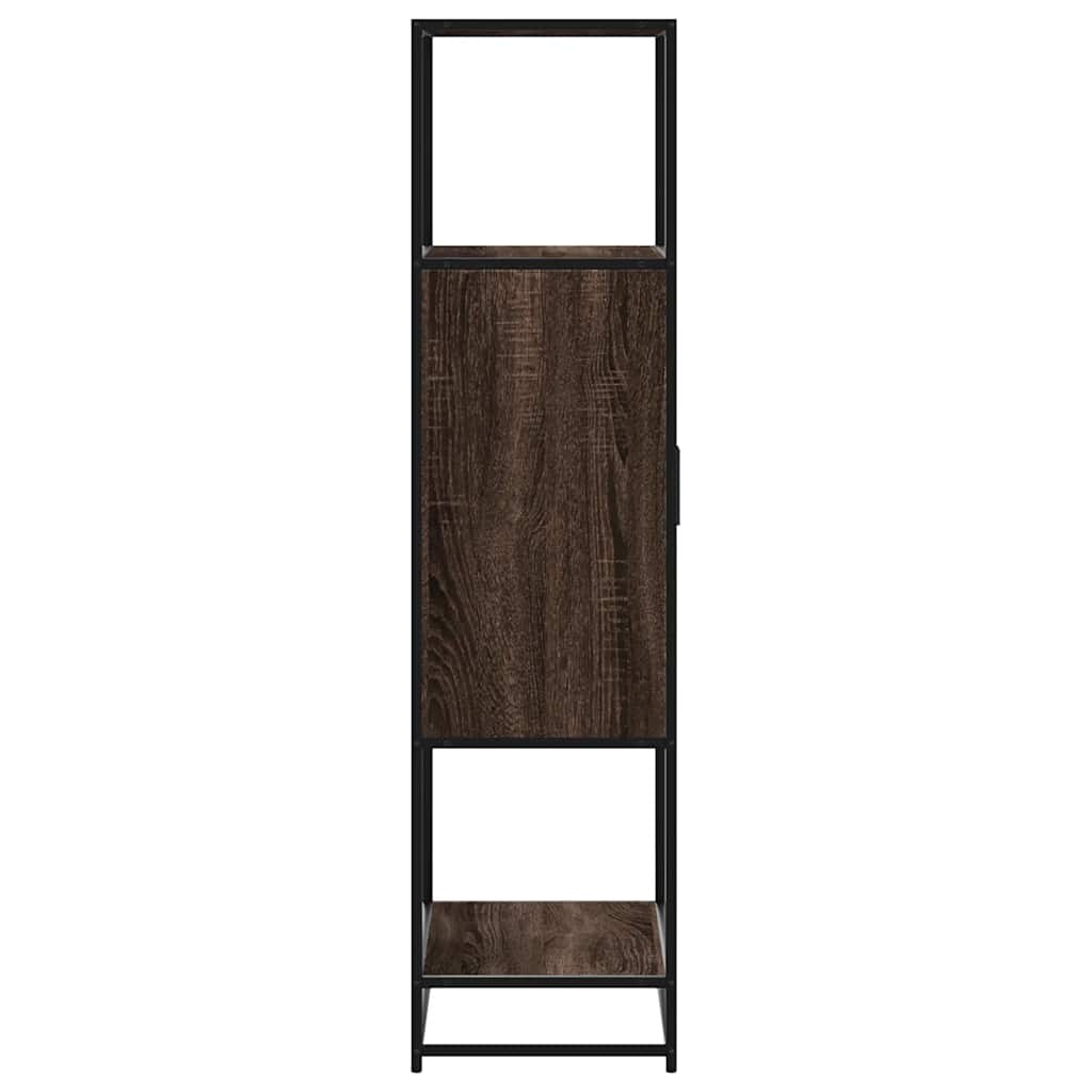 skab brun egetræ 68x35x139 cm konstrueret træ og metal
