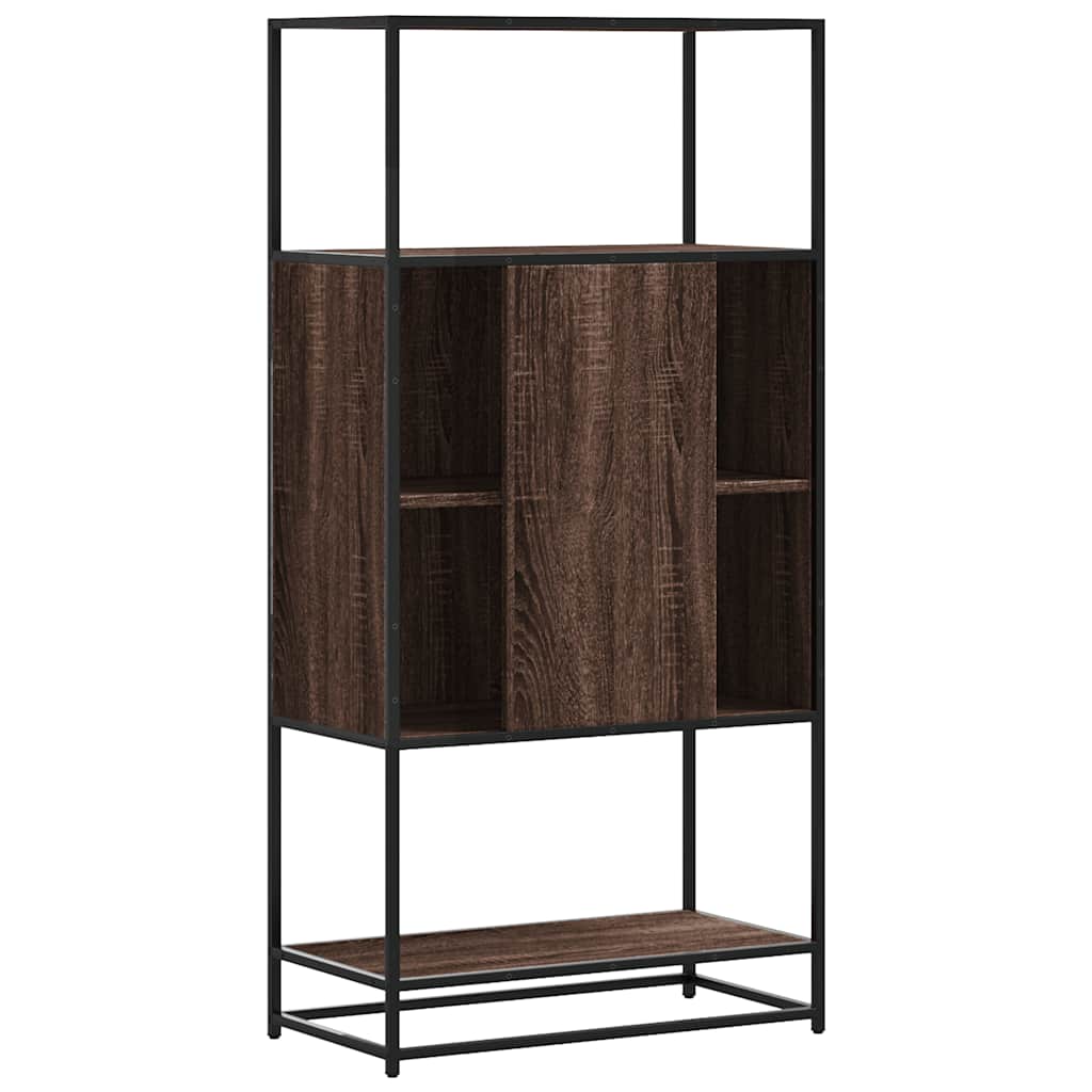 skab brun egetræ 68x35x139 cm konstrueret træ og metal
