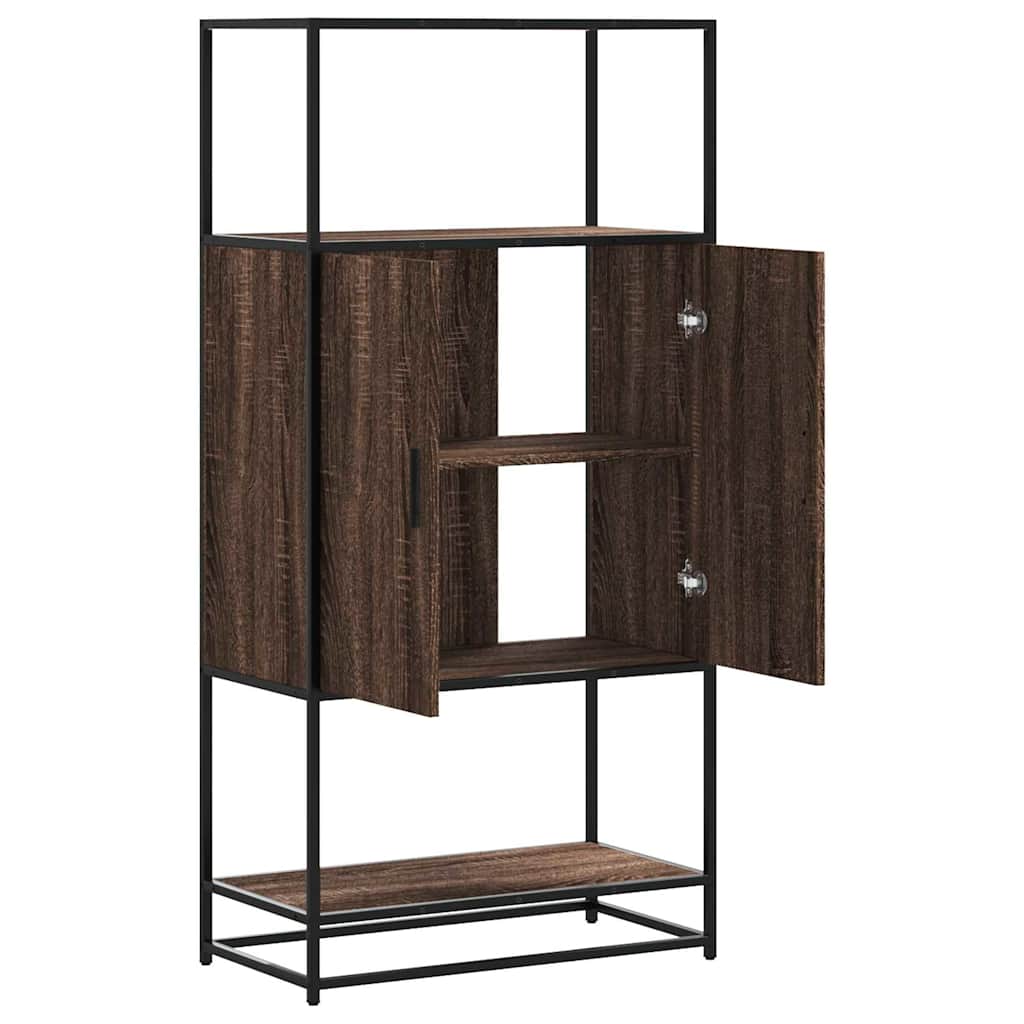 skab brun egetræ 68x35x139 cm konstrueret træ og metal